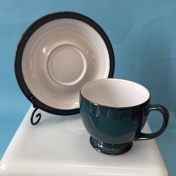 2 Denby  Greenwich cups & saucers NEW. - Picture 1 of 8